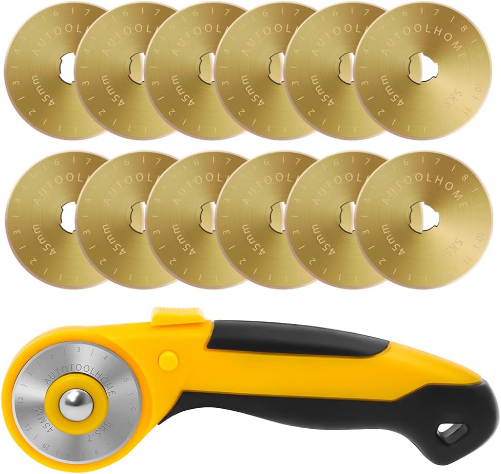 45mm Rotary Cutter for Fabric with 10 Titanium Rotary Blades