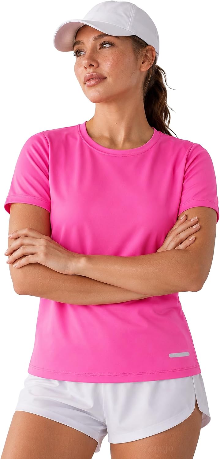 Zengjo Women's Short Sleeve Running Shirts Quick Dry Athletic Workout Tee