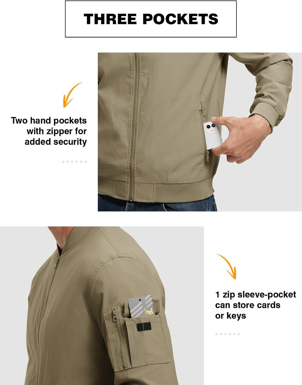 TBMPOY Men's Lightweight Jackets Casual Dress Golf Bomber Windbreaker Fall
