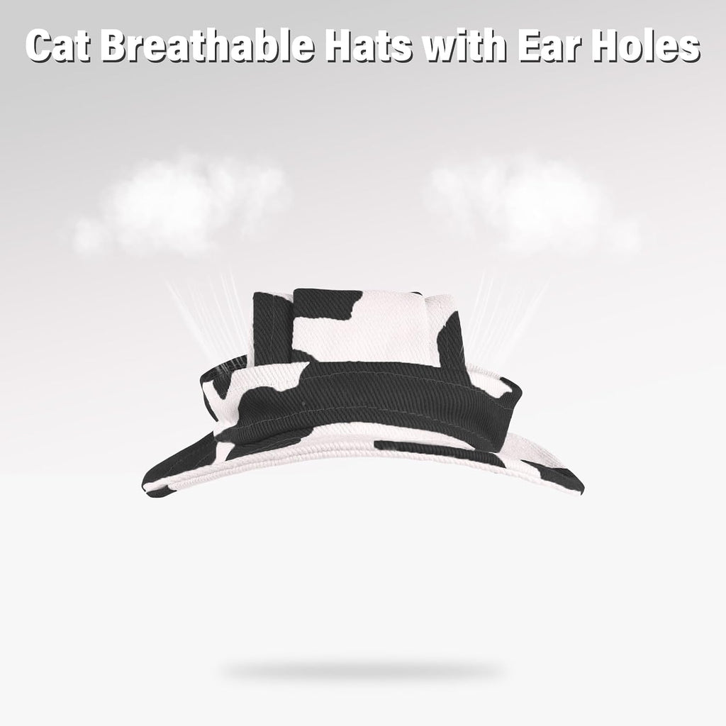 DENTRUN Cat Bucket Hat with Ear Hole, Cotton Birthday Bonnet for Small Pets