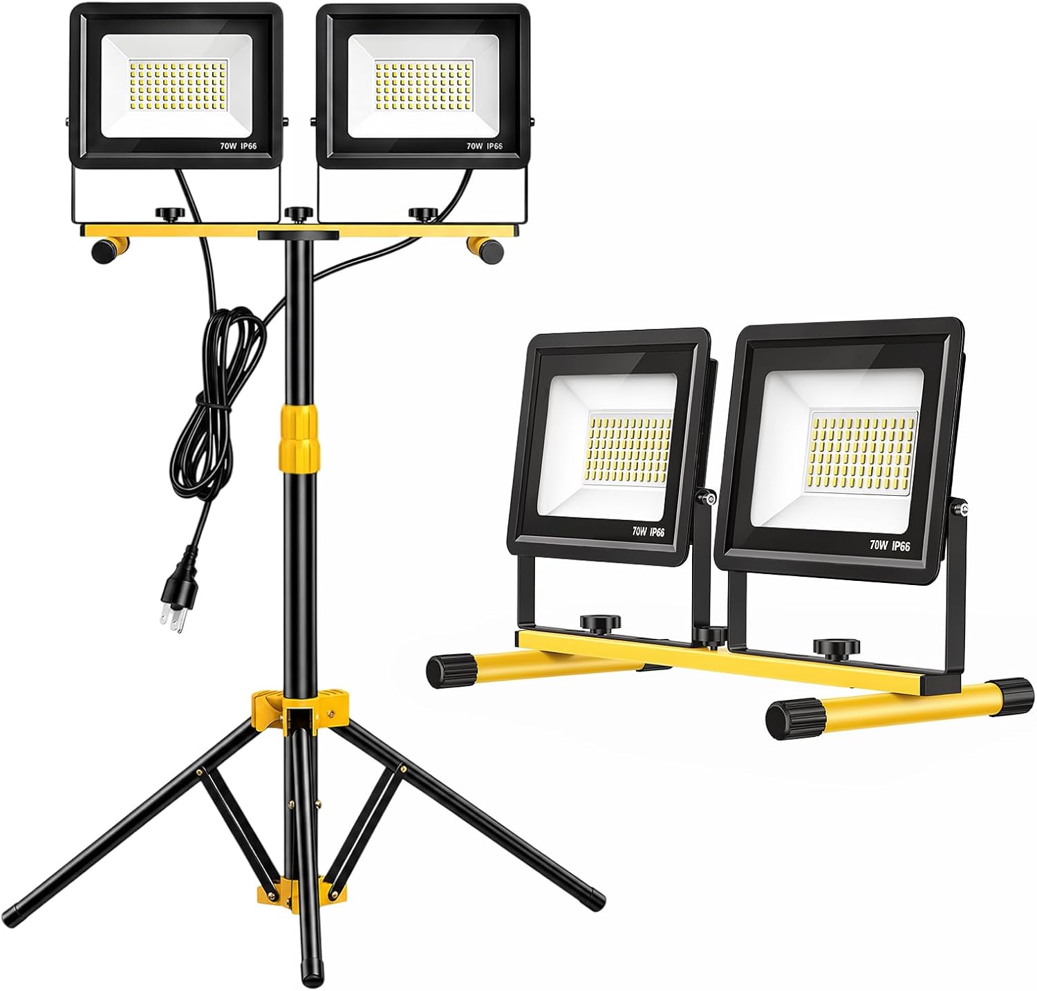 LED Work Light 10000 Lumens, Portable Work Light with Stand, 72 LED COB 6500K, IP66 Waterproof Outdoor Lights, 360° Adjustable Mechanic Light for Garage, Construction, Camping, Shop Lights for Garage