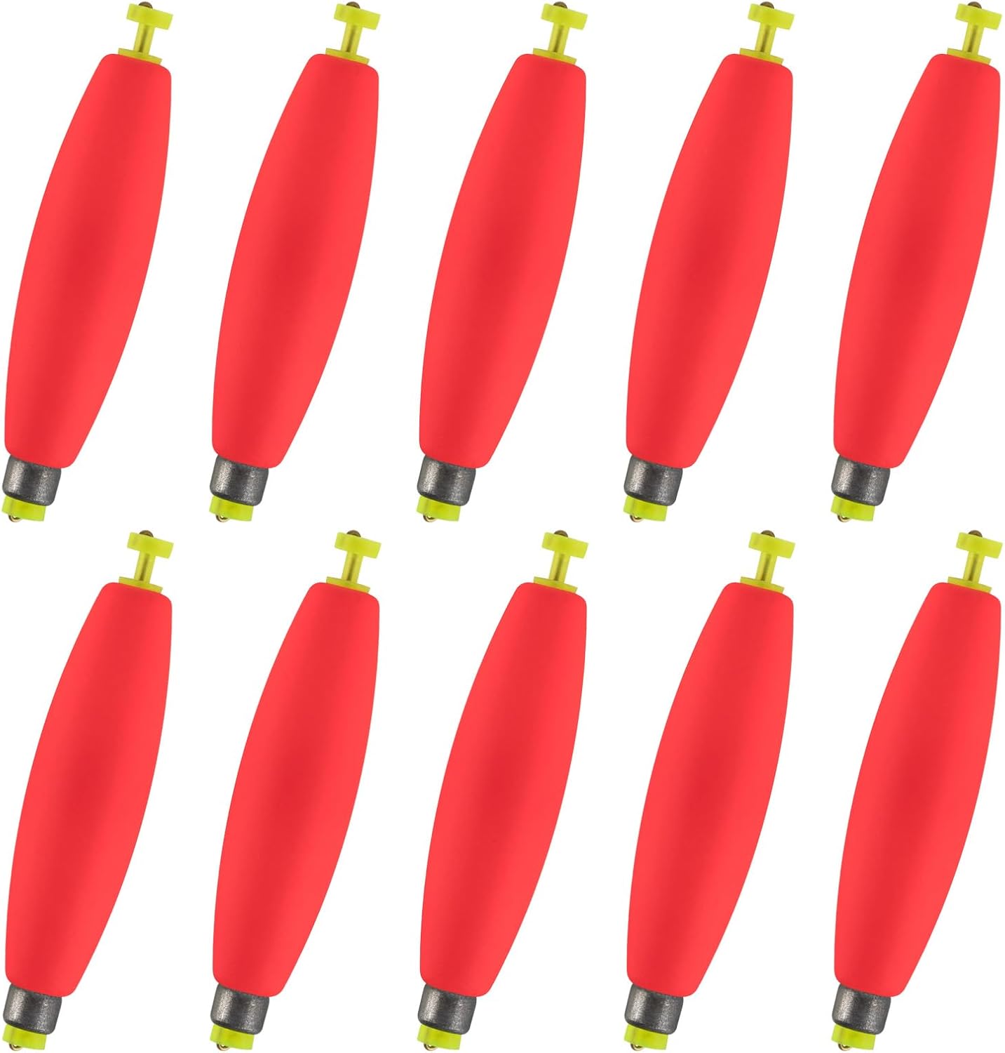 Alwonder 10-Pack Fishing Bobbers Floats, Weighted Bobbers for Fishing Cigar EVA Foam Snap-on Floats Corks Floaters Buoys for Crappie Bass Panfish Bluegills Trout
