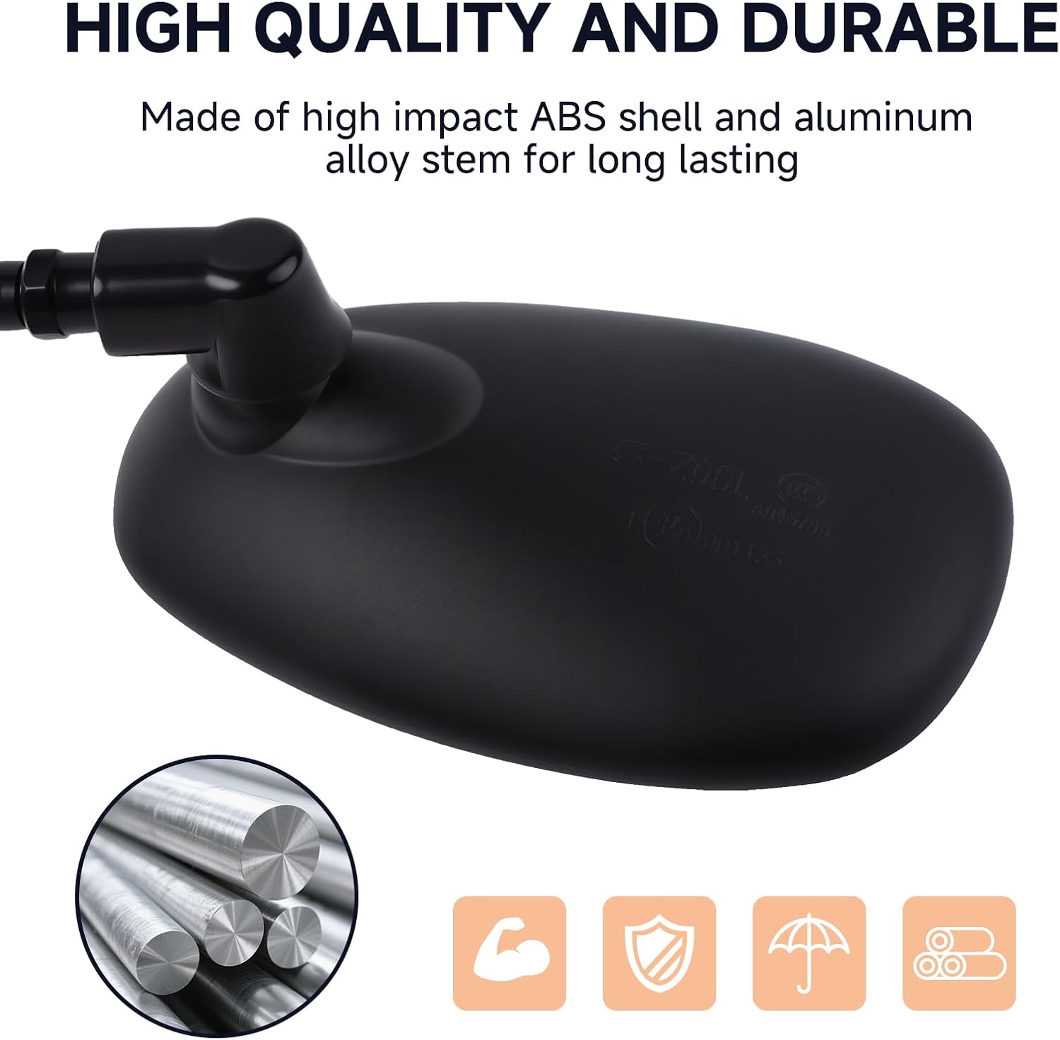 Universal Motorcycle Mirrors - M10 Black Oval Handlebar Rearview Mirrors Compatible with Honda Shadow MSX125 Kawasaki Vulcan Z900 Suzuki SV650 Volusia