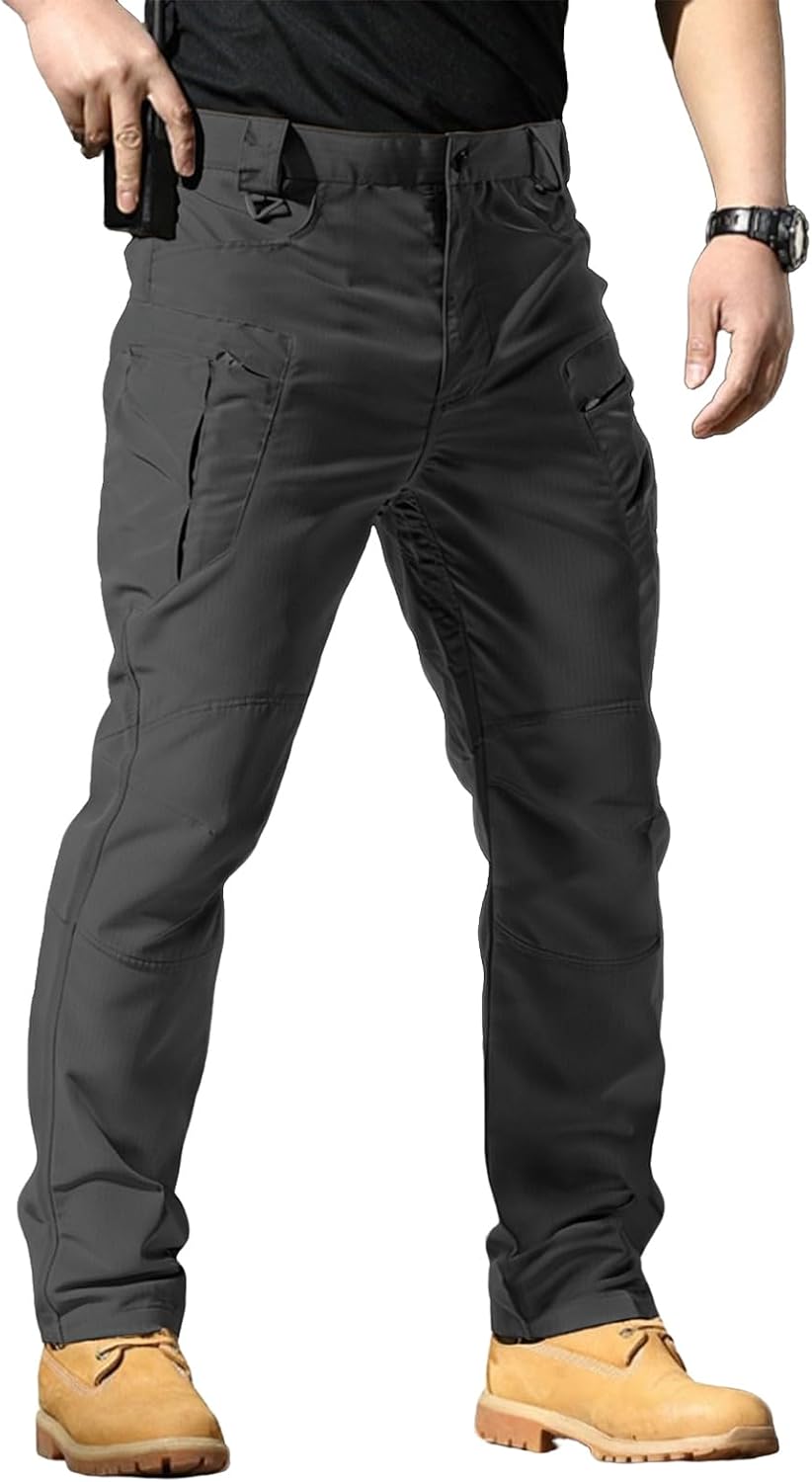 Men's Stretch Tactical Pants,Water Resistant Ripstop Cargo Pants,Lightweight Outdoor Work Hiking Pants with Pockets