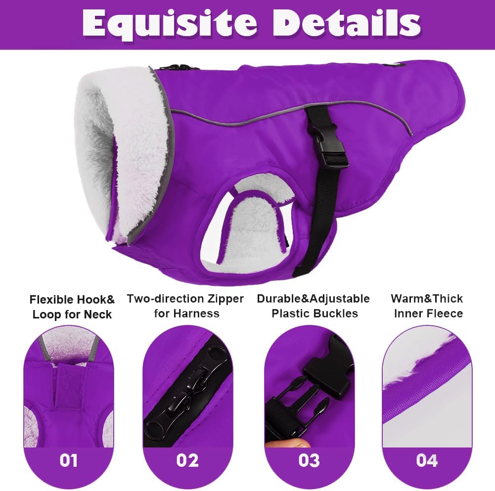 EMUST Dog Winter Coat, Waterproof Fleece Dog Jacket Winter for Small Dogs