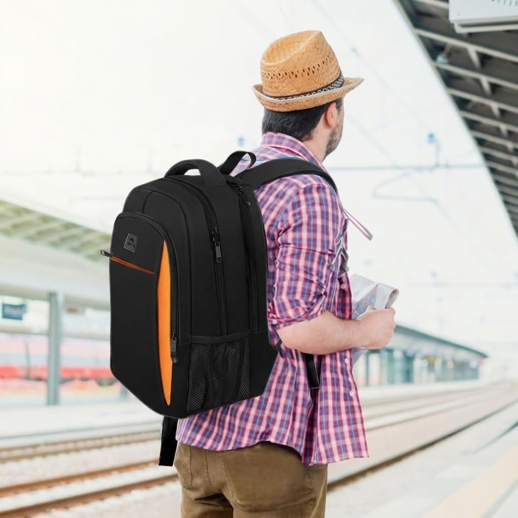 MATEIN OrangeTravel Backpack, Slim Sturdy 15.6 Inch Laptop Bag for College