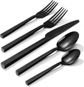 Black Silverware Set for 4, 20 Piece Flatware Set, Stainless Steel