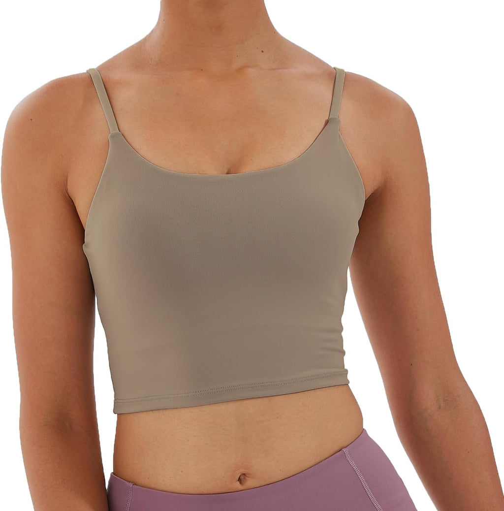 Women's Strappy Stretch Sports Bra Longline Yoga Tank Top Fitness Bra Workout Camisole Crop Tops for Teen Girl