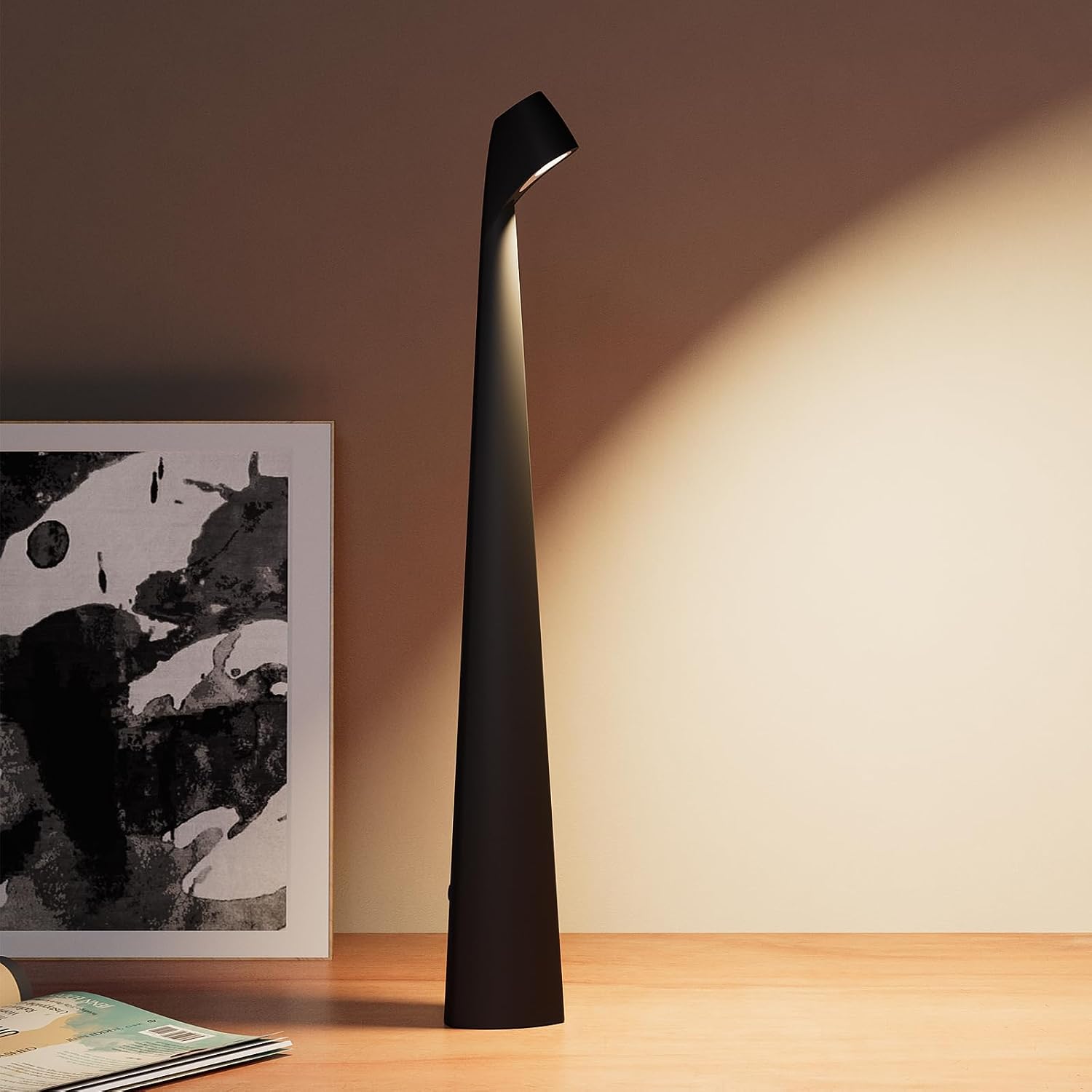 HAPYGI Cordless Rechargeable Reading Metal Table Lamp, 3-Level Brightness