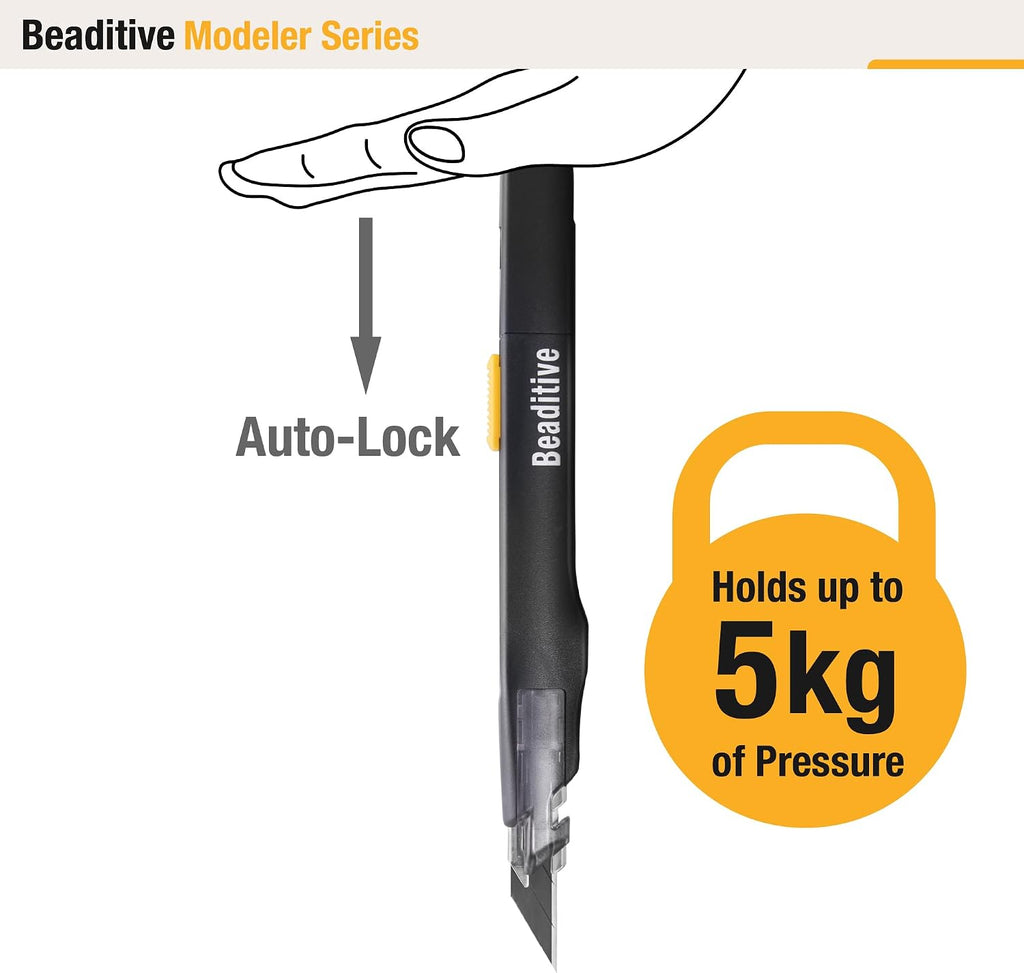 Beaditive High Precision Detail Craft Knife with 10 Blades - 30 Degree Blade Utility Knife - Art, Craft, Model Making (1 Black Knife, 10 Black Blades)