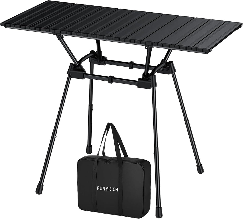 Aluminum Roll Up Camping Table 35''x16'', 4 Adjustable Heights Up to 28''
