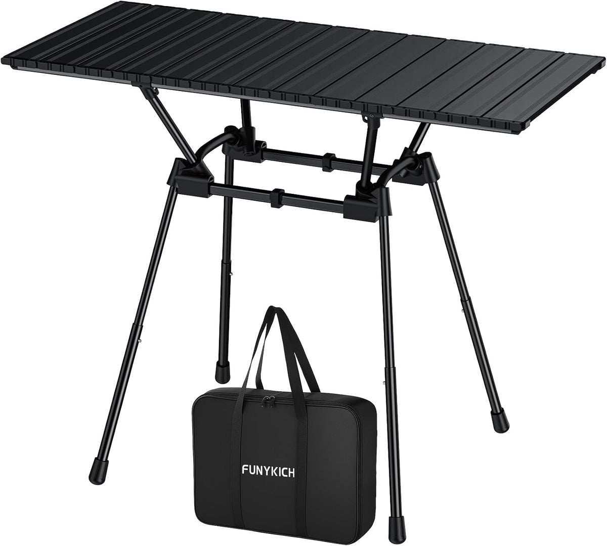 Aluminum Roll Up Camping Table 35''x16'', 4 Adjustable Heights Up to 28''