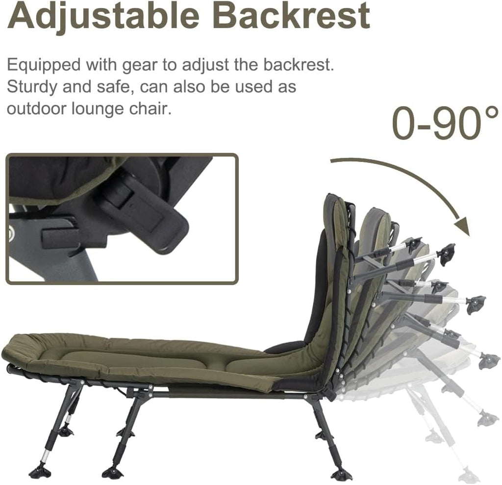 XXL Camping Cot for Adults, Folding Bed with Mattress, Green
