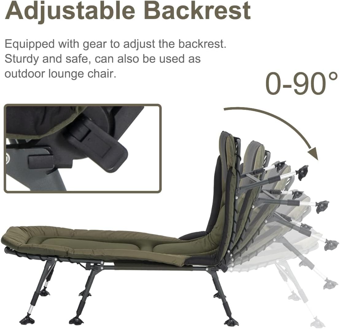 XXL Camping Cot for Adults, Folding Bed with Mattress, Green