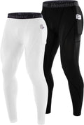 Roadbox 2 Pack Mens Compression Pants, Running Tights Leggings with Pockets