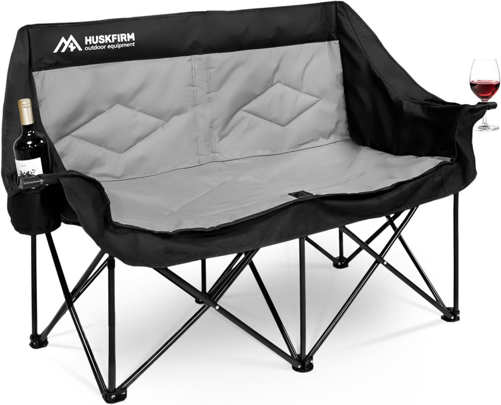 Oversized Double Camping Chairs for Adults, 2 Person Camping Chair, Black