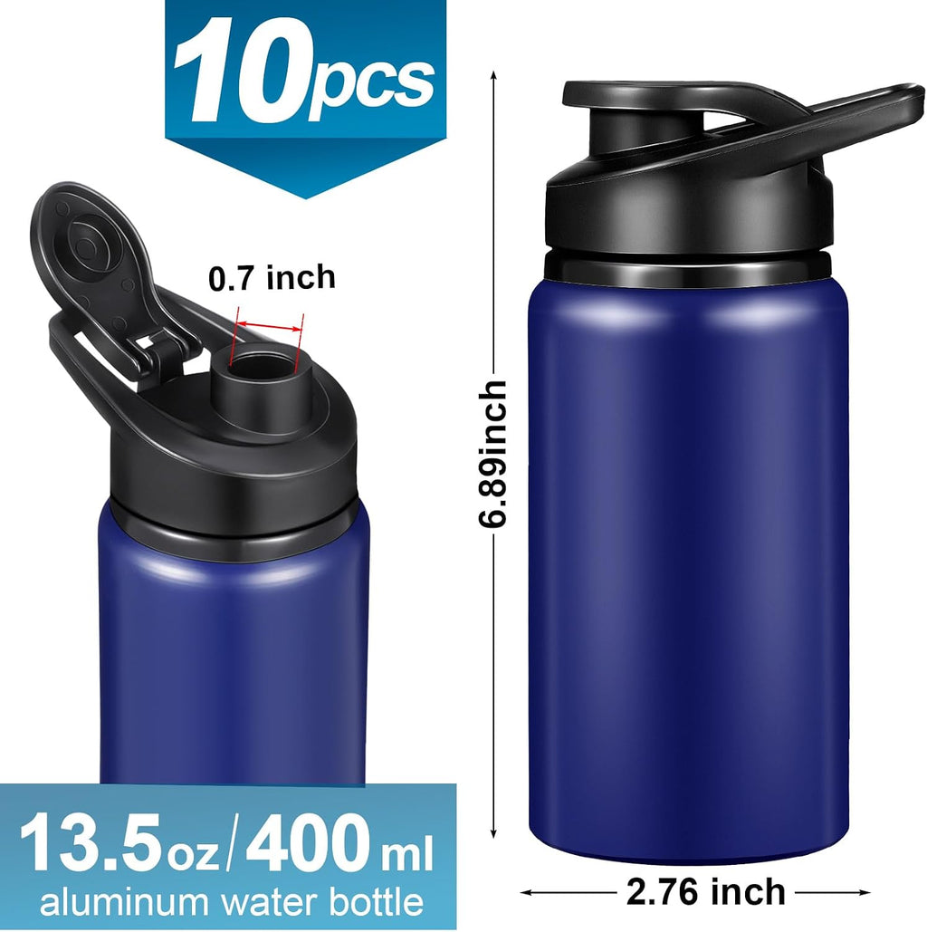Mimorou 10 Pcs 13.5oz Aluminum Water Bottles Bulk, Blue