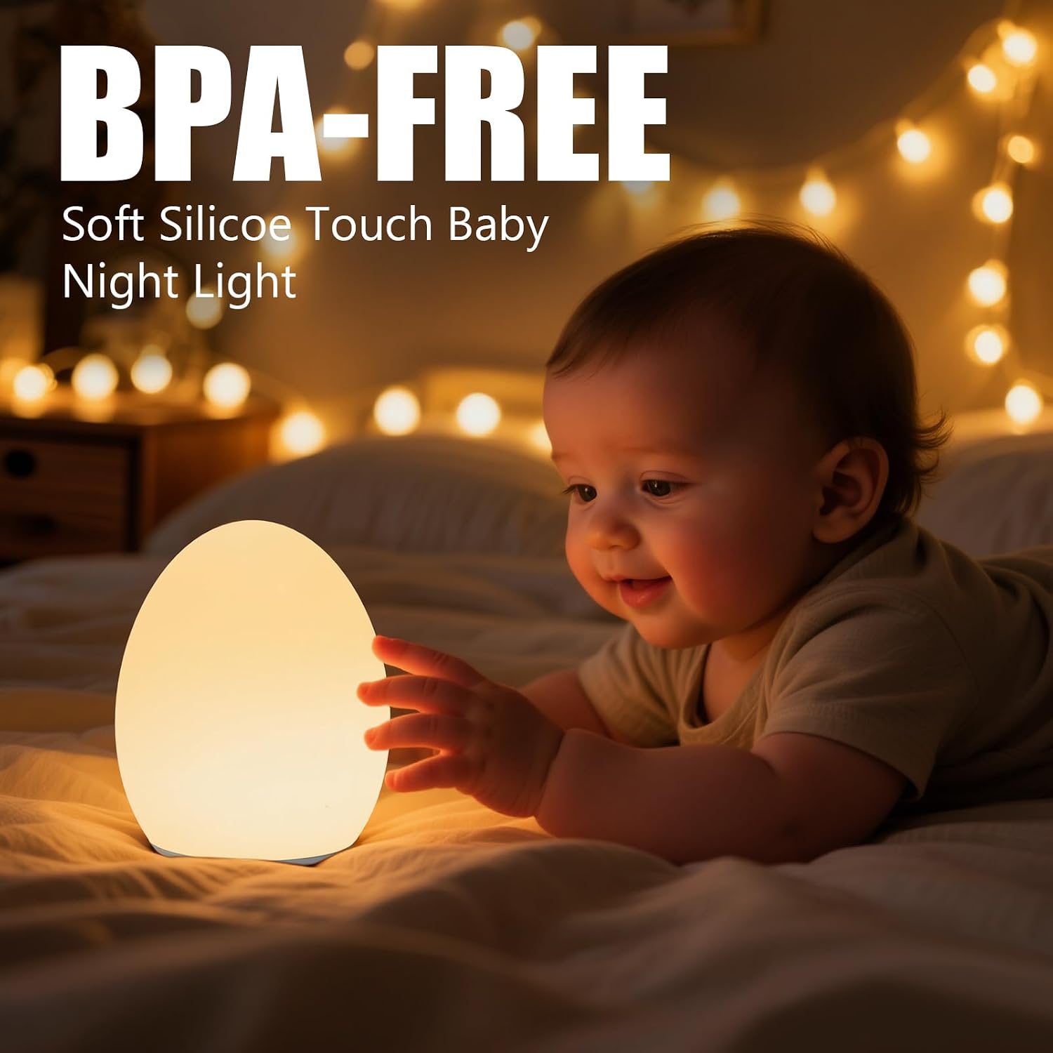 Baby Night Light, Silicone Egg Light for Kids, Portable Touch Night Lamp with 11 Colors Changing, Nursery Night Light for Breastfeeding, BPA Free, Eye Caring, Soft