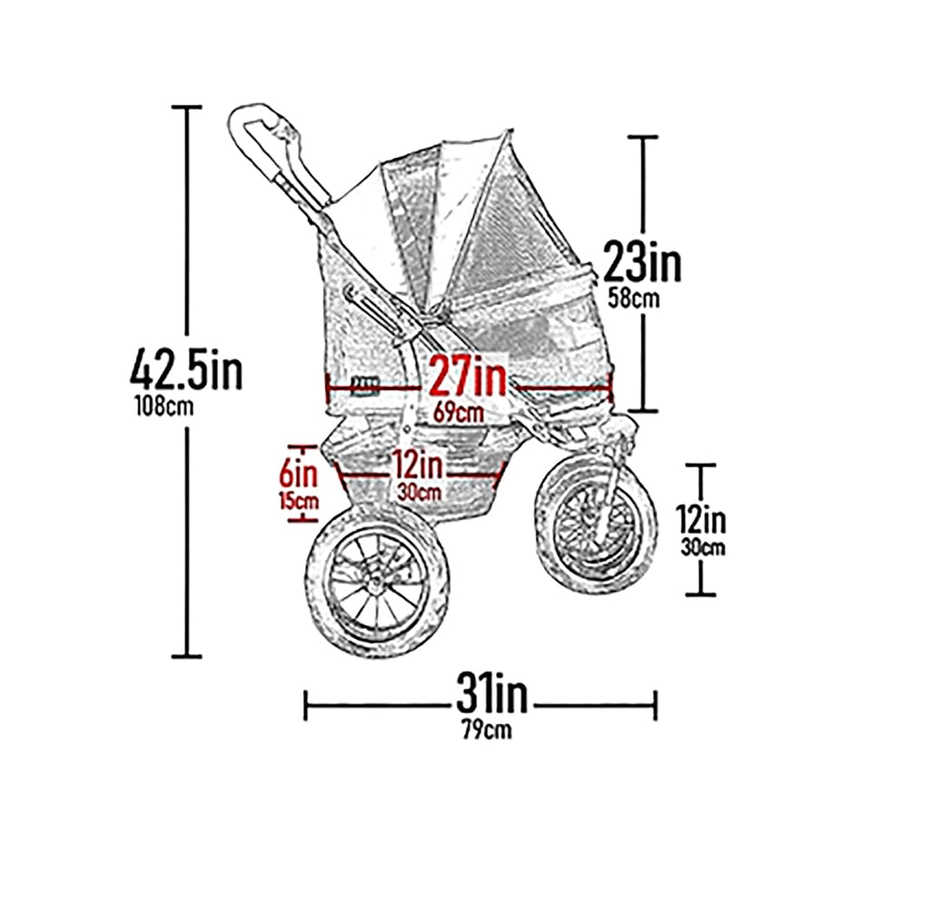 Pet Gear No-Zip Double Pet Stroller, Berry