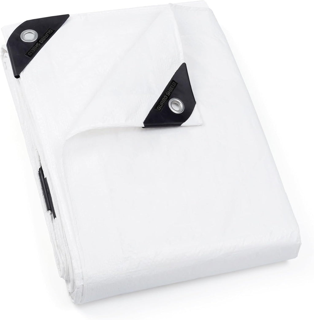 GUARD SHIELD Tarp White 12x12 Feet Multi Purpose Waterproof Poly Tarp Cover 5mil