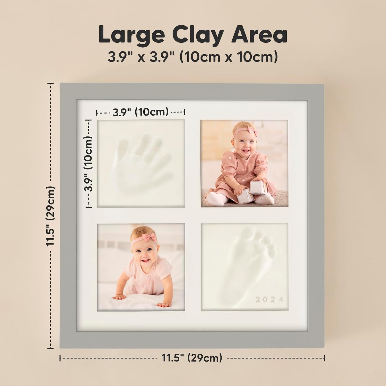KeaBabies Baby Hand and Footprint Kit, Baby Footprint Kit (Cloud Gray)