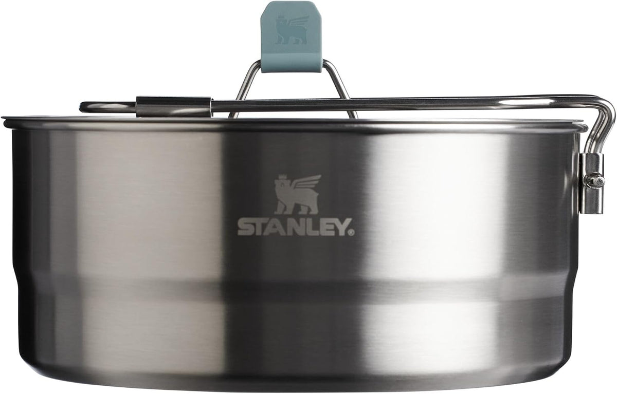 Stanley Wildfare Core Saucepan Cookset | 6-Pc Stainless Steel Cookware | 2qt Saucepan w/Lid, Cutting Board, Trivet & Spoons | Induction Cookware | Camping Essentials