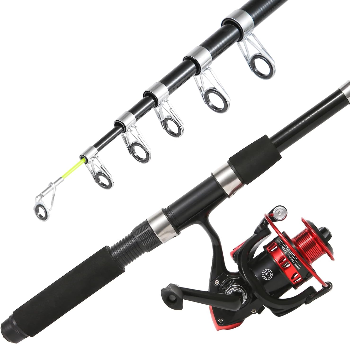 Tripquips Fishing Rod, 6.9ft 2Pcs Telescopic Fishing Rods Set, Carbon Fiber Fishing Pole, 2PCS Spinning Rod and Reel Combo with Carrier Bag Freshwater Fishing Rod and Reel Combos Kits Fishing Gear-Red