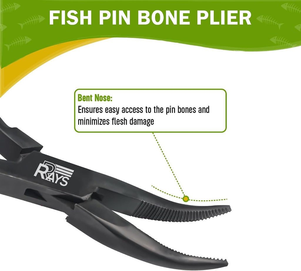 Fish Bone Pliers/Tweezers – Ergonomic Non-Slip Grip, Food-Grade Stainless Steel Deboner | Pin Bone Remover for Salmon, Trout & All Fish