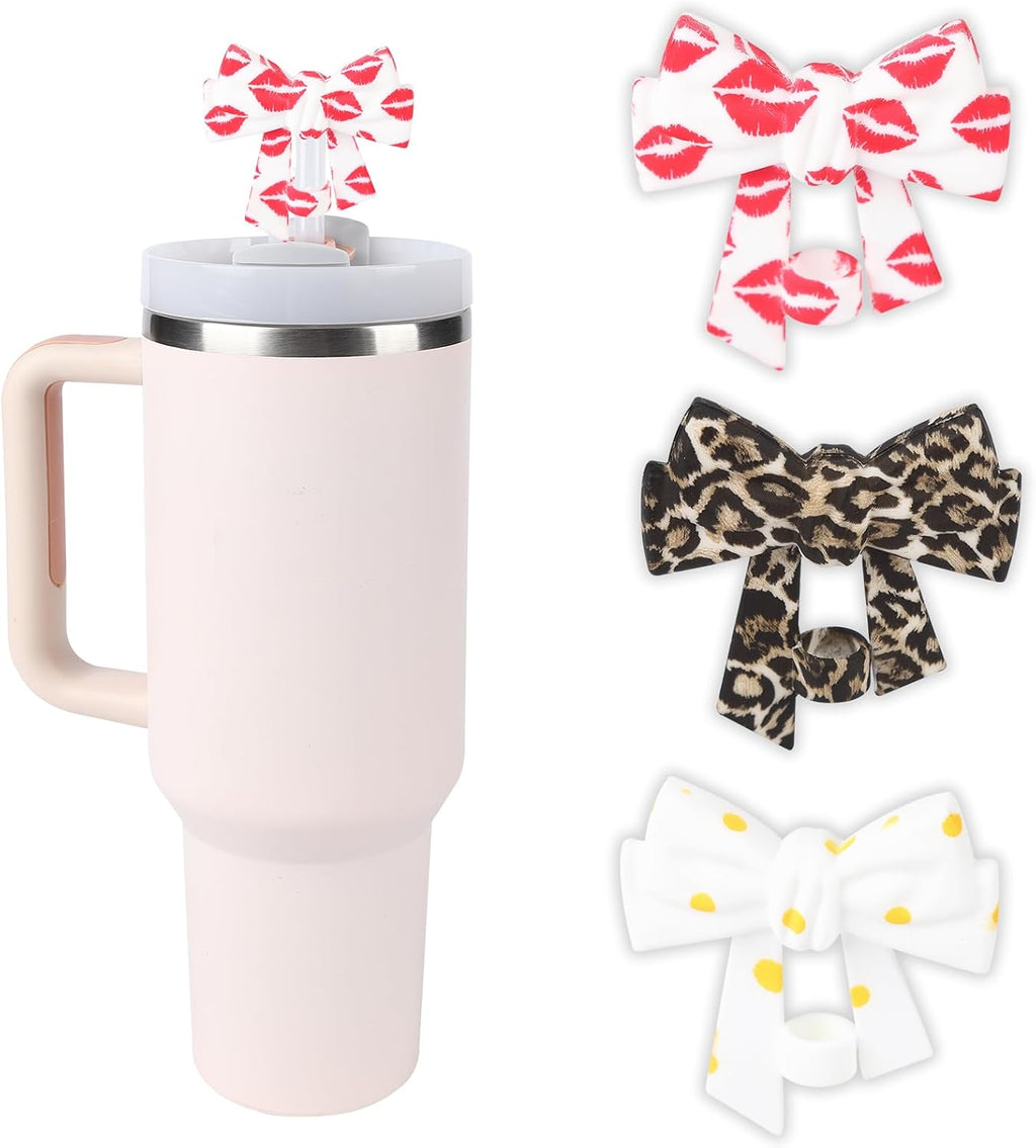 Colorful Printed Bow Straw Topper for Stanley Cups (6 Colors)