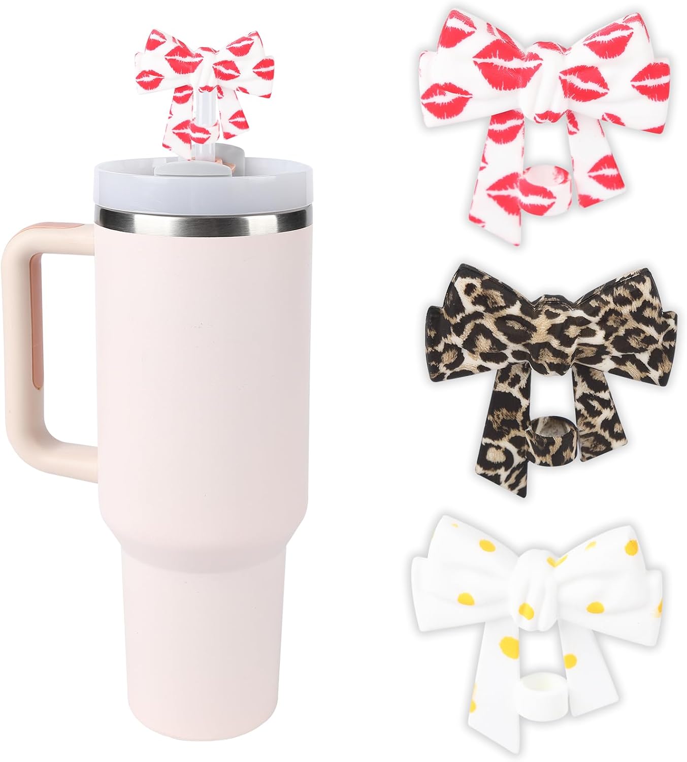 Colorful Printed Bow Straw Topper for Stanley Cups (6 Colors)