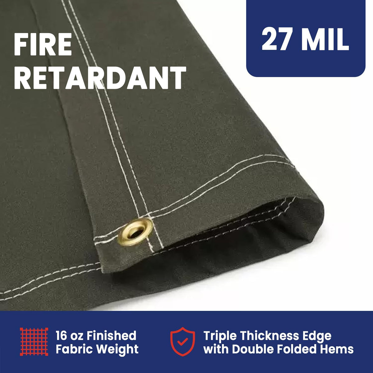 Tarps Now 5x7 Ft Fire Retardant Canvas Tarp with Brass Grommets - 27 Mil Industrial Grade Heavy Duty Tarp for Camping, Construction, Residential, and Agriculture - 16oz, Olive Drab