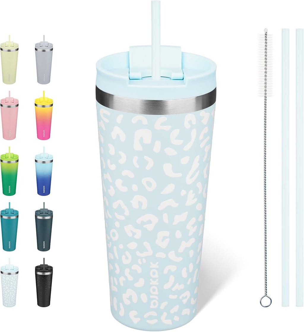 BJPKPK 22 oz Coffee Tumbler with Straw, Insulated Stainless Steel Cup