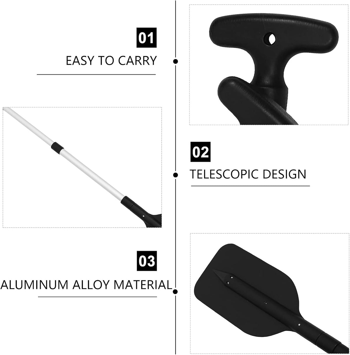 LIOOBO Telescopic Kayak Paddle - 2Pcs Plastic Aluminum Canoe Oar, Boating Accessories River Tubing Paddles