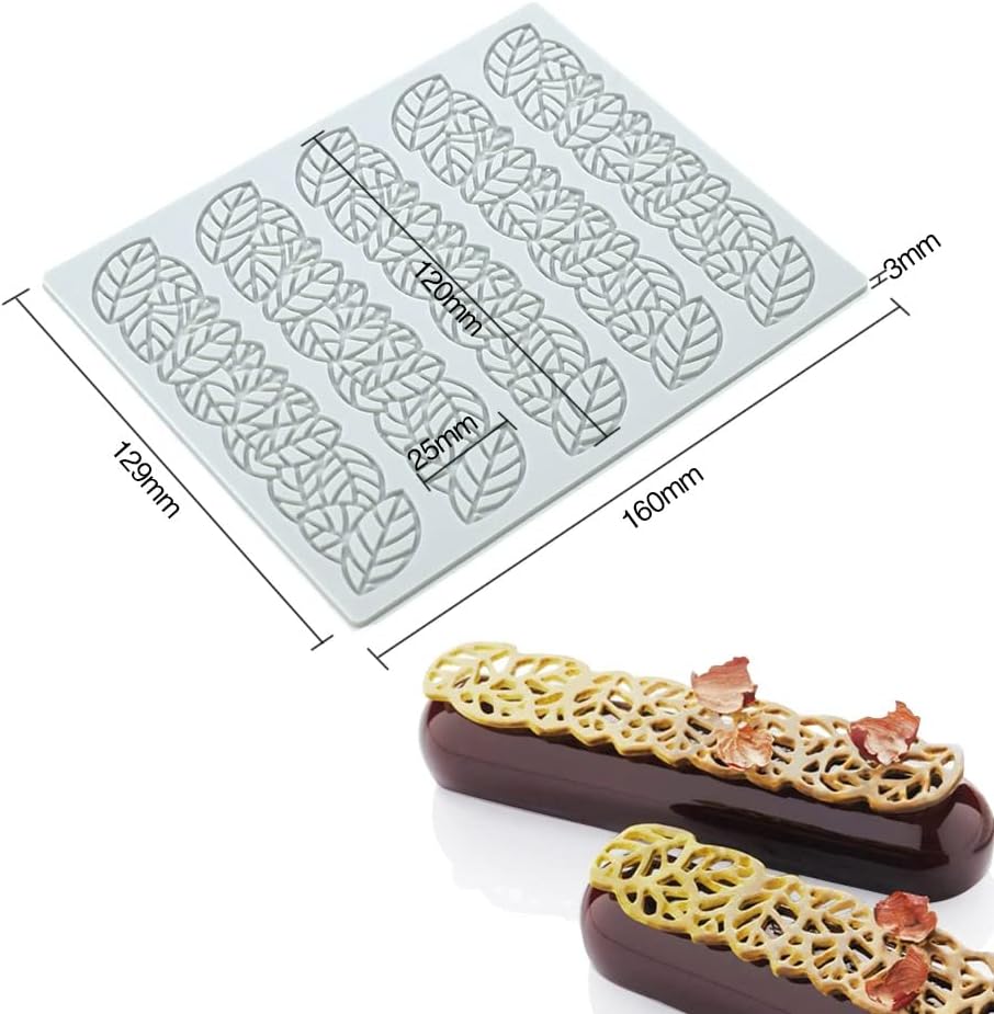 Hollow Leaf Silicone Molds Lover Heart Chocolate Molds Geometry 3D Silicone Mould Chocolate Candy Leaf Mold Sugar Craft Cake Decoration Cupcake Top (E_Leaf_6.4 * 5.16 * 0.12inch)