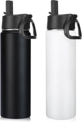Neihepal 22 oz Insulated Water Bottles with Leak Proof Straw Lid, Wide Mouth Double Walled Vacuum Stainless Steel Metal Water Bottle (Mix,2 Pack)