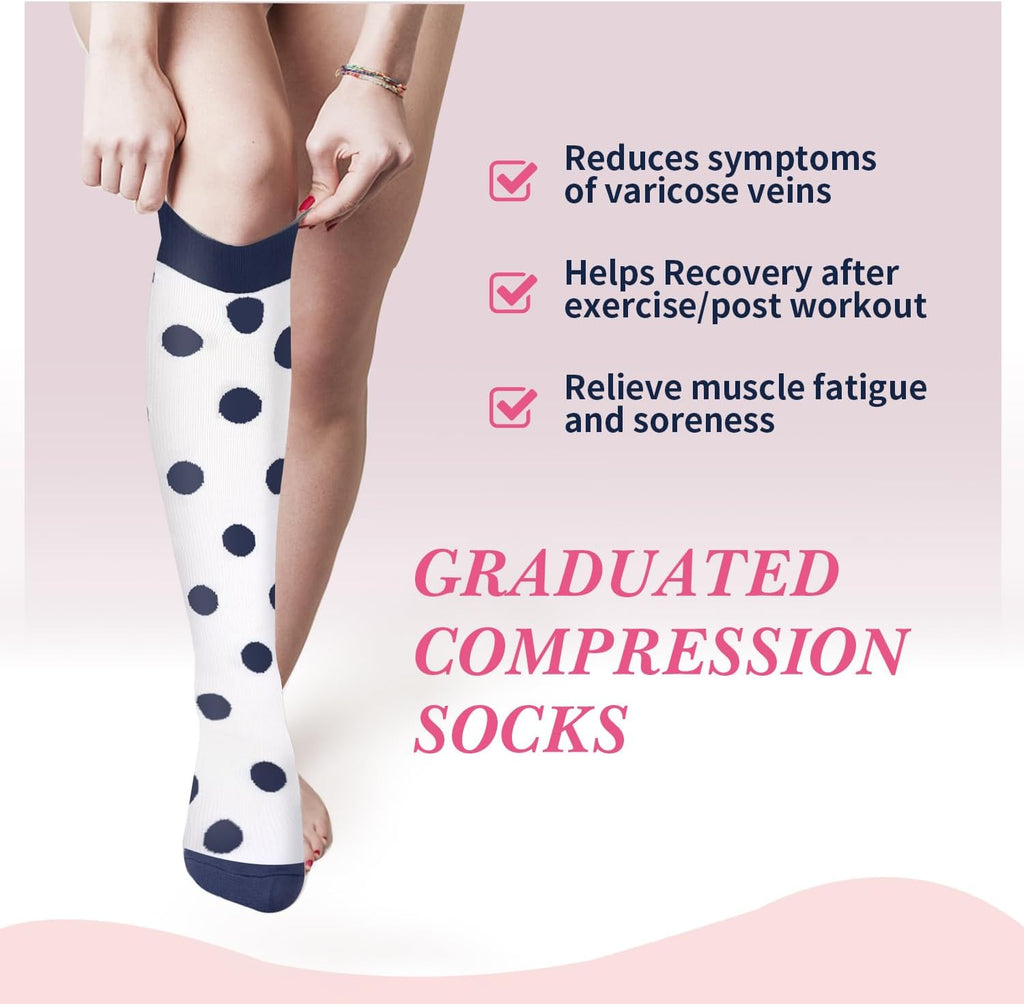 Sooverki Compression Socks for Women & Men 6 Pairs is Best Supportive Knee High Stockings for Circulation, Travel, Nurses