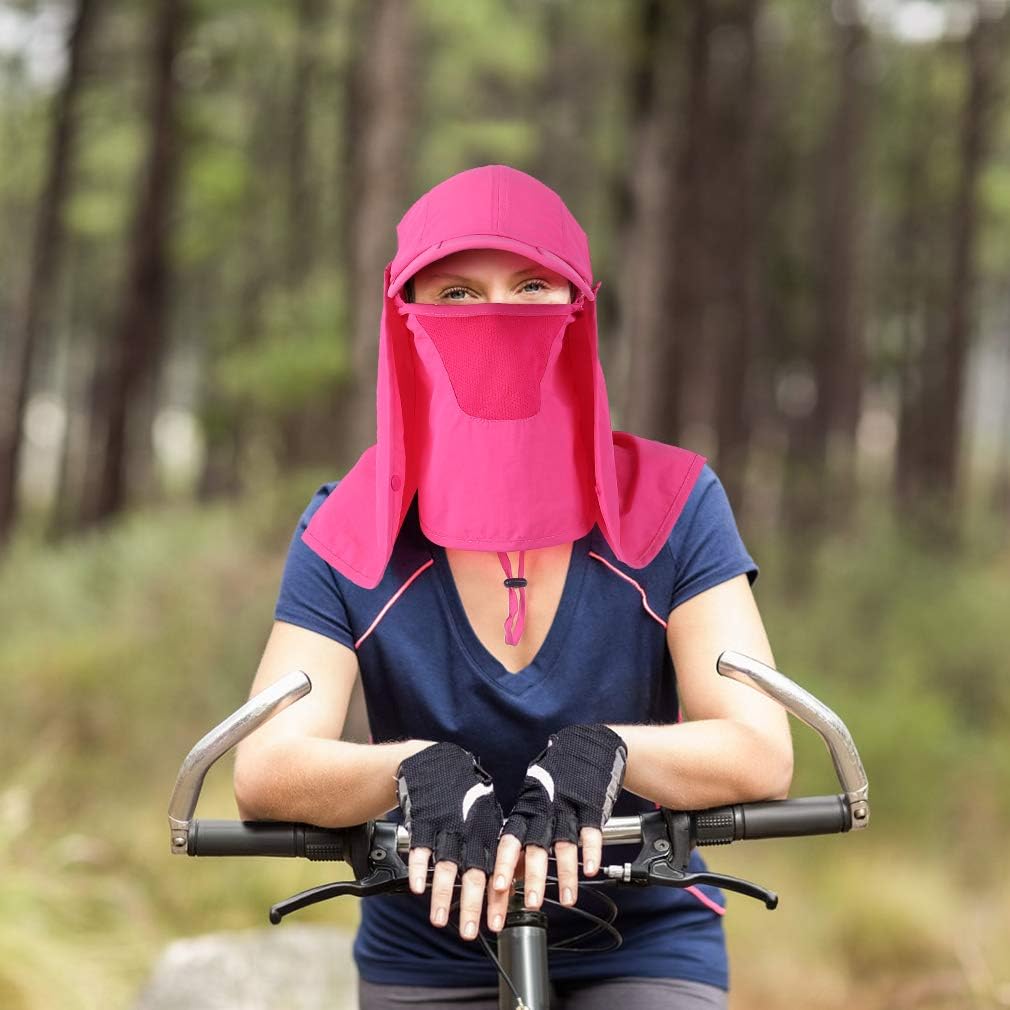CRISTGEE Foldable Sun Cap, Fishing Hats, UPF 50+ Protection Caps with Face Mask Neck Flap