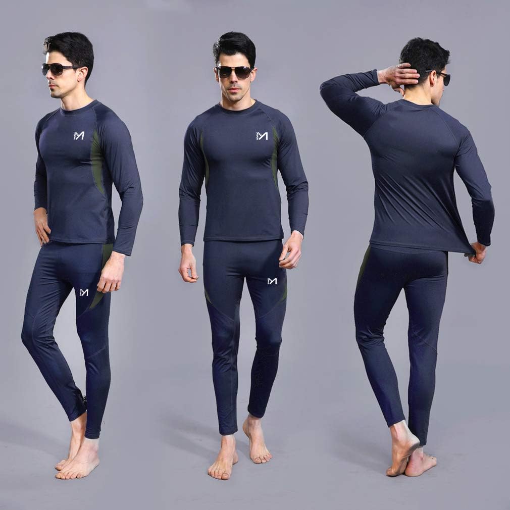 MEETYOO Thermal Underwear for Men, Winter Gear Long Johns Base Layer Top and Bottom Set for Skiing Running
