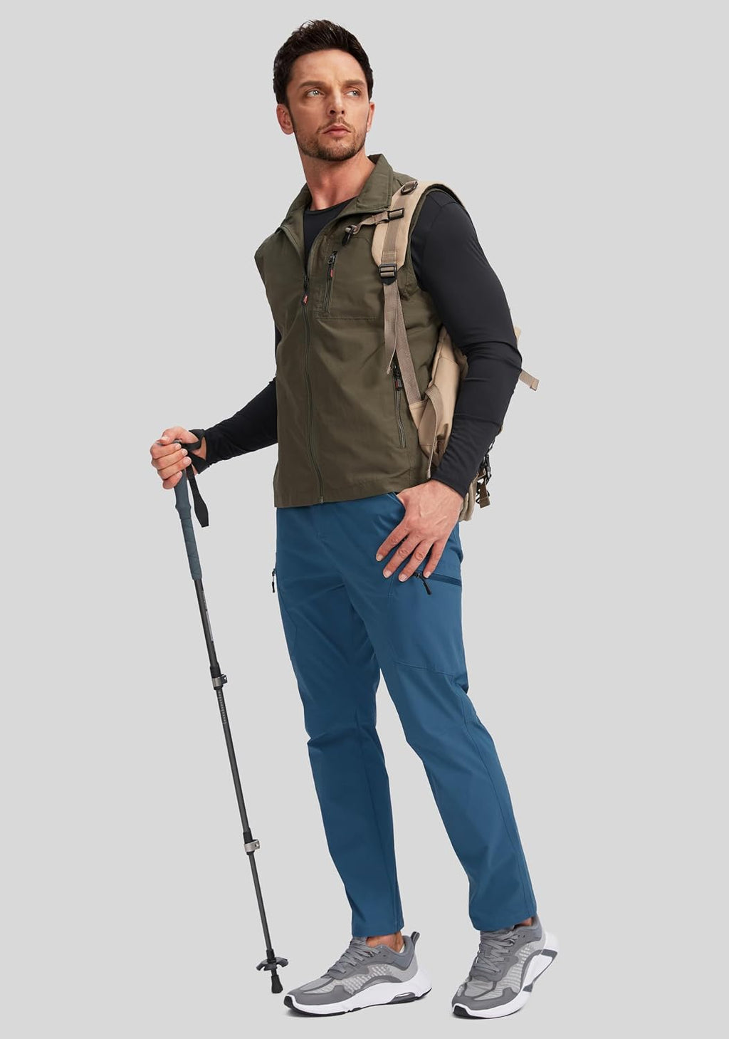 Pudolla Men's Lightweight Hiking Pants with 7 Pockets Quick Dry Water Resistant Fishing Travel Pants