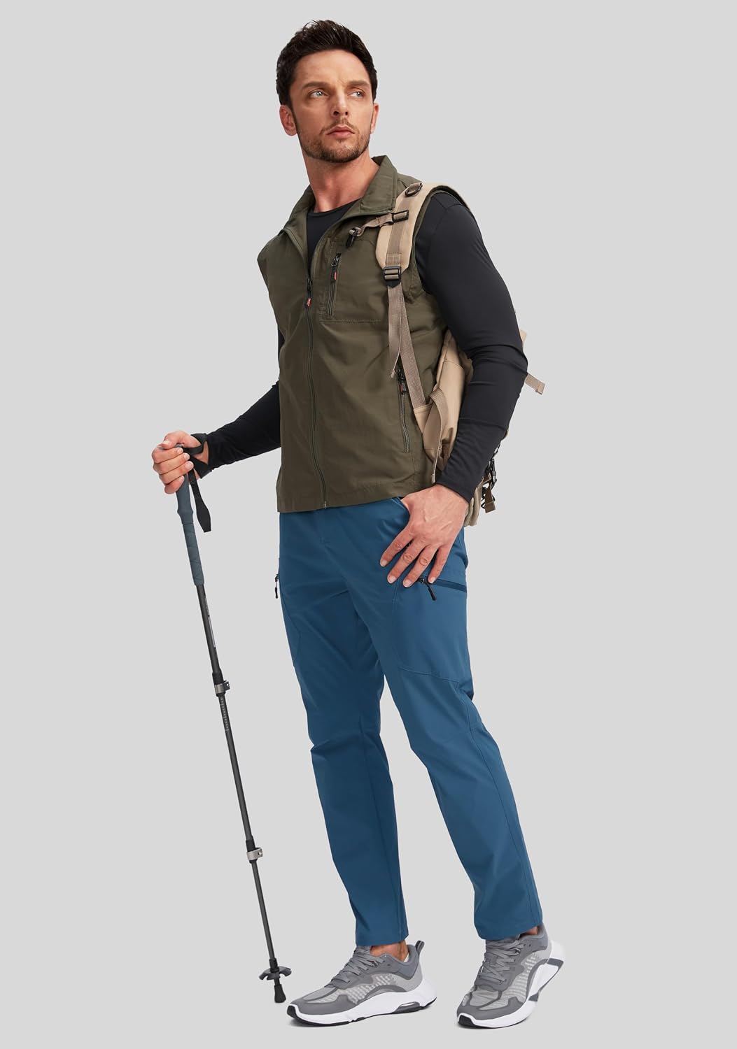 Pudolla Men's Lightweight Hiking Pants with 7 Pockets Quick Dry Water Resistant Fishing Travel Pants