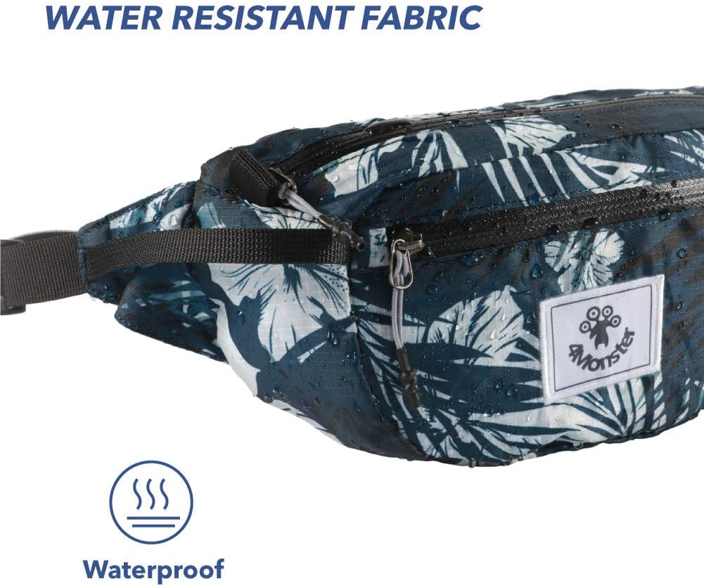 4Monster Hiking Waist Packs Portable,Water Resistant Fanny Bag with Adjustable Strap,Lightweight Crossbody Chest Bag Slim Bag
