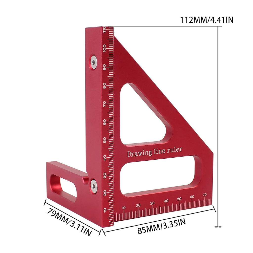 3D Multi-Angle Measuring Ruler,45/90 Degree Aluminum Alloy Woodworking Square Protractor,Drawing Line Ruler, Miter Triangle Ruler High Precision Layout Measuring Tool for Engineer Carpenter,R