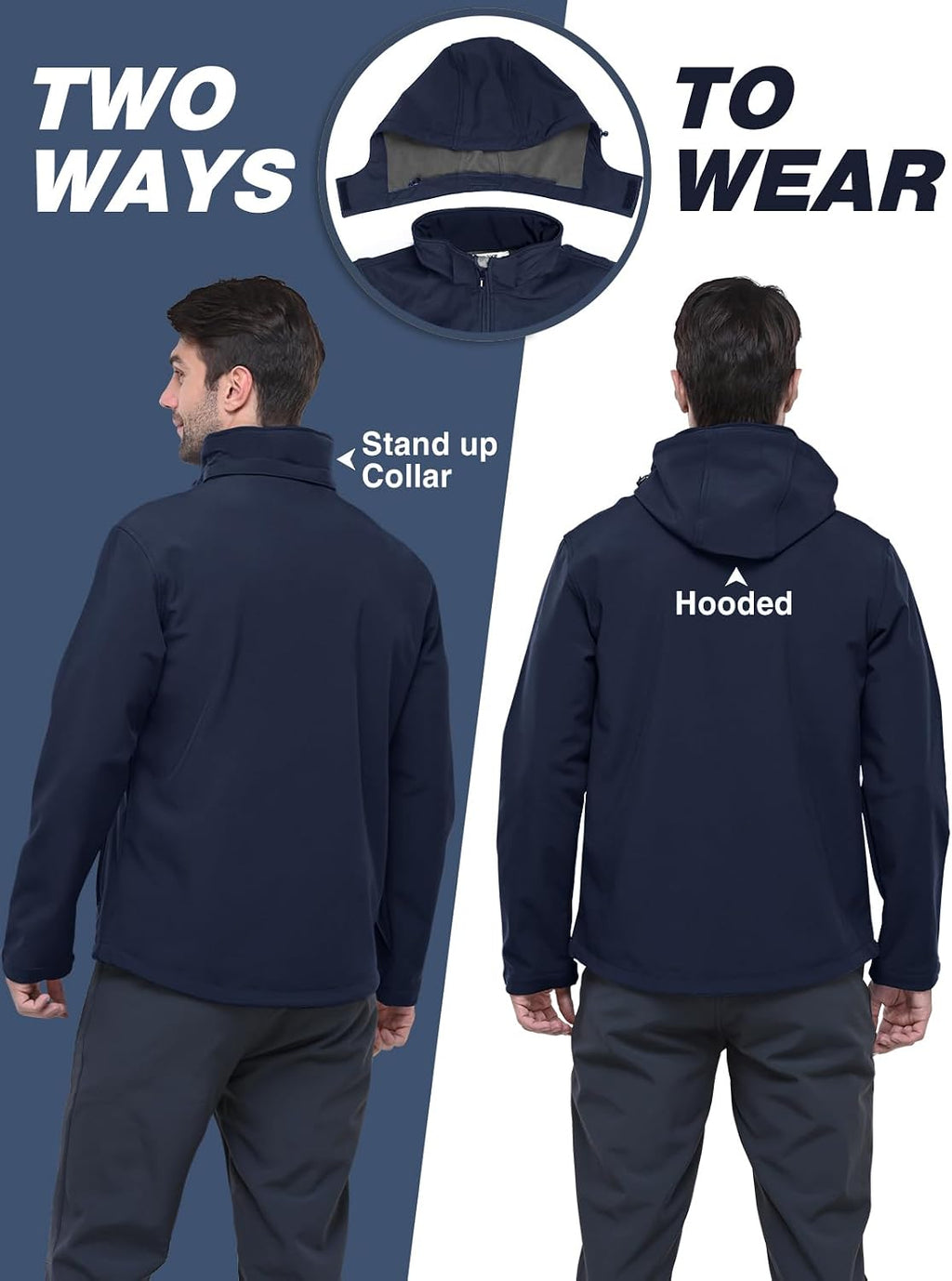 33,000ft Men's Hooded Softshell Jacket Waterproof Fleece Windbreaker Jacket