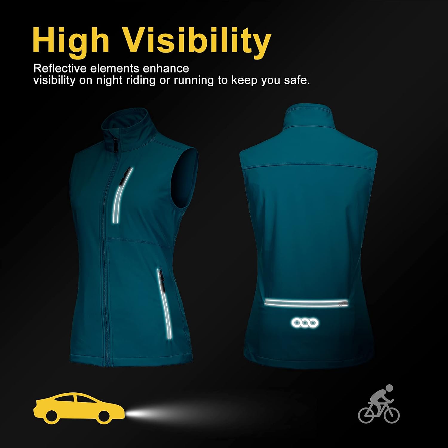 33,000ft Women's Lightweight Running Vest with 6 Pockets for Travel Golf