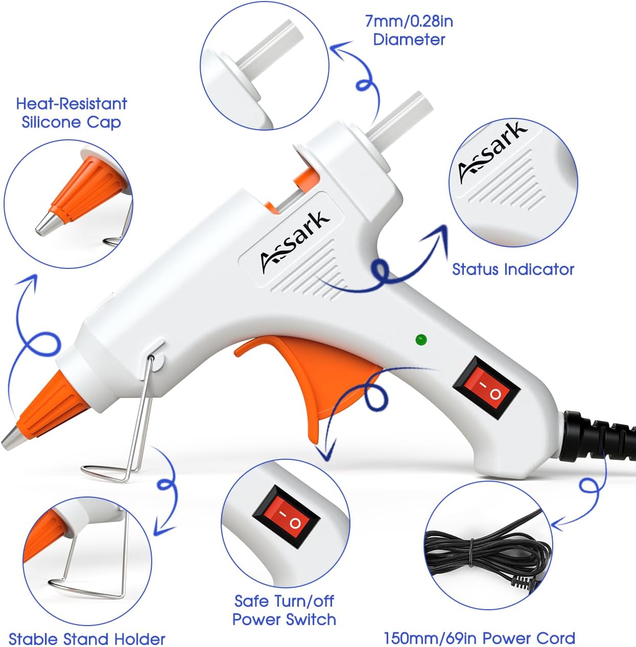 Assark 30W Mini Hot Glue Gun Kit with 30 Glue Sticks