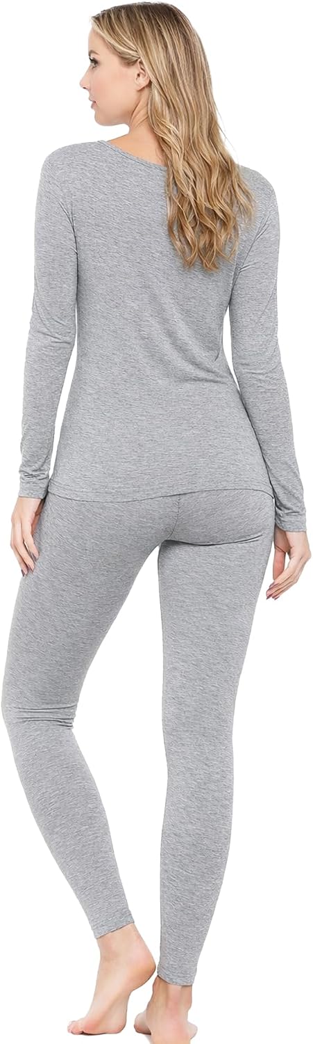 WiWi Soft Underwear for Women Thermal Long Johns Sets Super Warm Base Layer Top Pants Pajamas Set Viscose from Bamboo S-3X