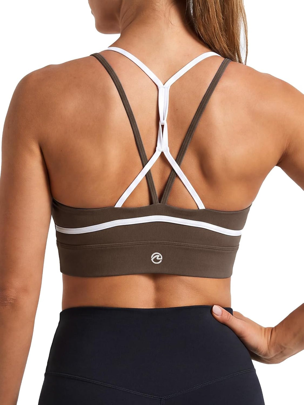 Aoysky Womens Strappy Sports Bra Padded Criss Cross Color Block Workout Top