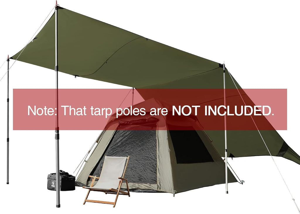 REDCAMP 10x17ft Large Waterproof Camping Tarp Hammock Rain Fly