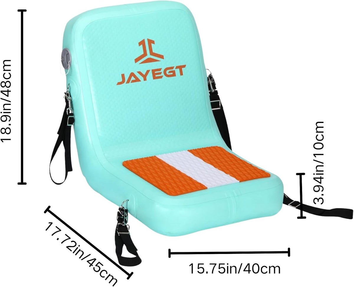 JAYEGT Inflatable Kayak Seat with Back Support,Paddle Board Accessories ，Foldable SUP Seat，Ergonomic Anti-Slip Design, high Load Capacity，Versatile Use for Kayak, Boat,SUP,Canoe,Fishing Boat-Green