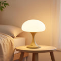 MAGCHARM Mushroom Lamp, 5W LED Cordless Rechargeable Table Lamp with Glass Shade, Small Retro Dimmable Touch Light with 3 Color Temps, Aesthetic Mid Century Bedside Light for Bedroom Ambient, Mustard